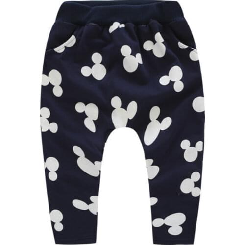 New Spring Autumn Children Kids Pants Boys Girls Sports Casual Pants Cartoon Mickey Mouse Head Print Boys Trousers Harem Pants