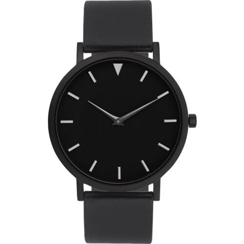 Watches Women Black Leather Strap 2 Years Warranty, Watches 316L Stainless Steel Simple Dial Face Clocks