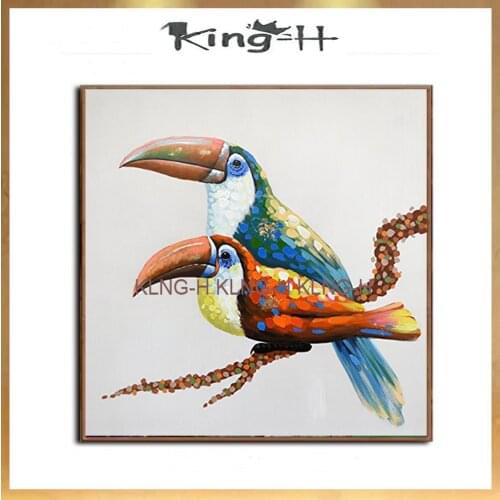 Cuadros de loros modernos pintados a mano de arte abstracto sobre lienzo, pintura al óleo de animales para muros de habitación