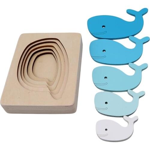 Kids Wooden Toys For Children Animal Carton 3D Puzzle Multilayer Jigsaw Puzzles Baby Toys Child Early Educational Aids