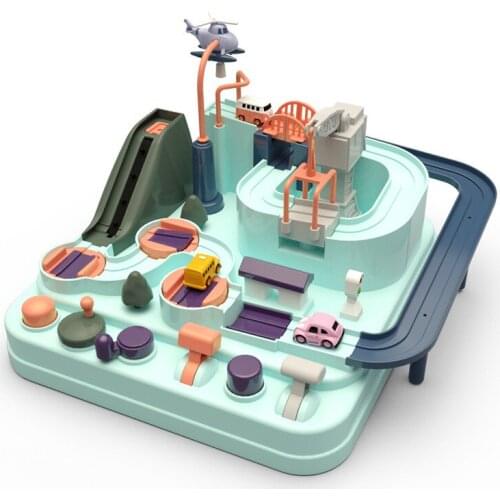 Baby Shining Education Railcar Toy Eco-friendly Baby Adventure Toy Track Car Macaron Color Table Games Boy and Girl Puzzle Toys