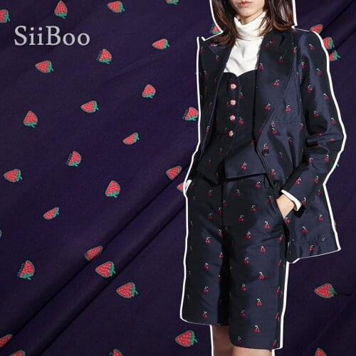 European luxury strawberry style yarn dyed jacquard brocade fabric for summer autumn coat tissus tecidos para costura SP6101