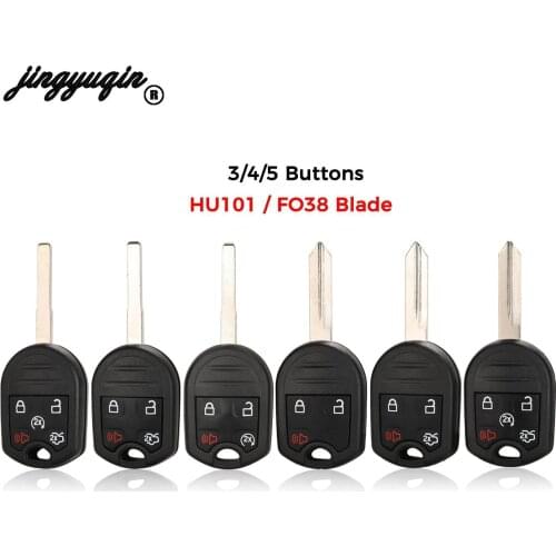 Jingyuqin HU101 Car Key Shell For FORD F150 Mustang Expedition Remote Key 5 Button Replacement Case