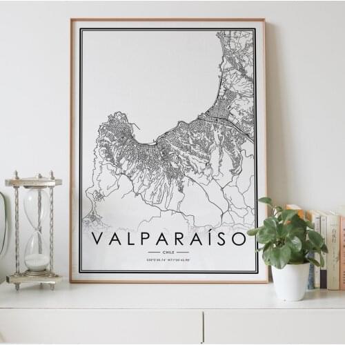 VALPARAISO city map Nordic Living Room Decoration Canvas Poster Modern Home Decor Art Print Painting