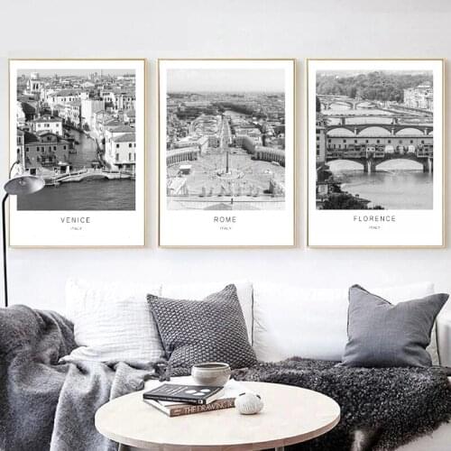 Venice Florence Rome Italy Photography Print Black White Travel Italy Cities Canvas Painting Wall Art Picture Poster Room Decor