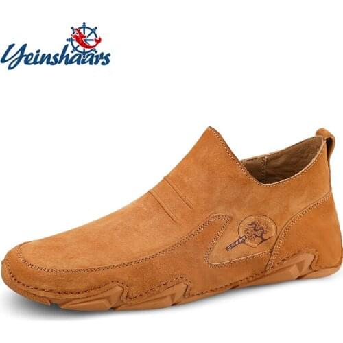 YEINSHAARS Mens Shoes Fashion Leather Boots Men Autumn Winter Snow Casual Shoes Men Outdoor Light Ankle Antislip Warm Zapatos