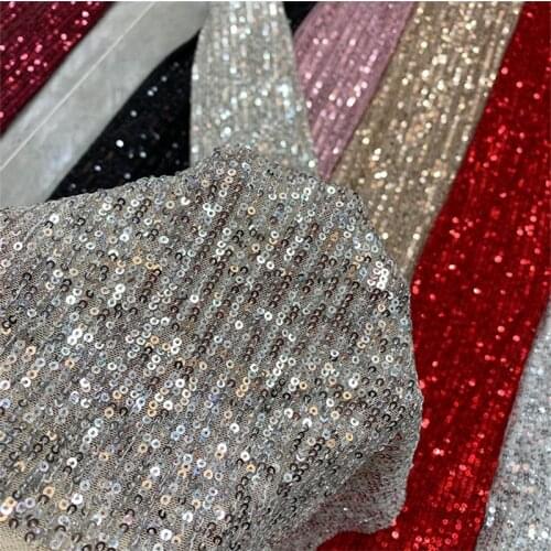 Lace139 Stripe Elastic Mesh Sequined Fabric For Womens Dresses With Suspenders And Sequins Fahion Shinning Fabrics For Women