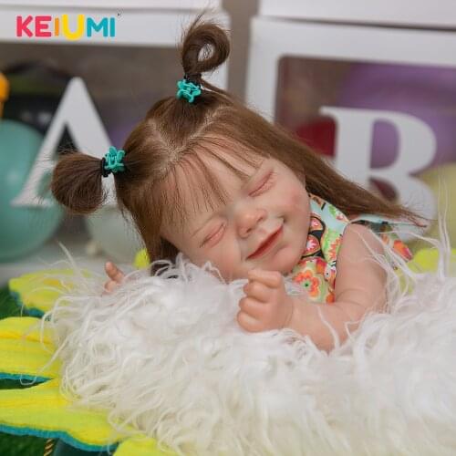 Rooted Eyelashes 19 Inch Silicone Reborn Baby Girl Closed Eyes Toddler Bebe Toys Doll With Hot Air Balloon Kids Birthday Gift