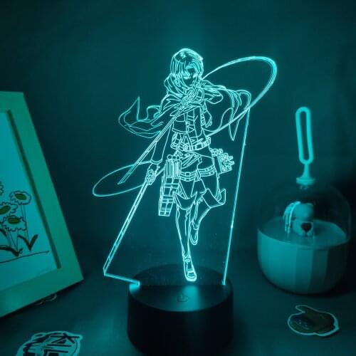 Manga Levi Ackerman 3D Lava Lamps Attack on Titan Anime Figure Led Night Lights RGB Gifts Shingeki No Kyojin Bedroom Table Decor