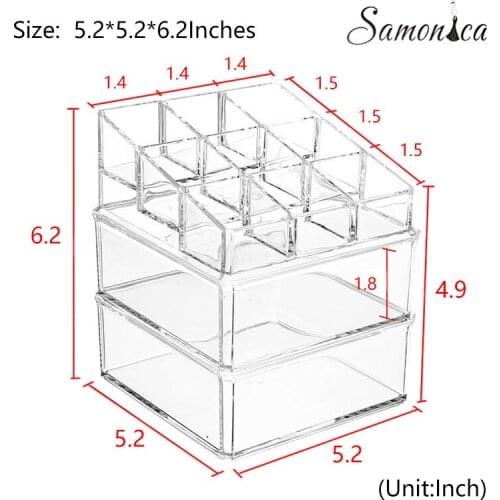 Multifunctional Transparent Desktop Finishing Lipstick Nail Polish Organizer Cosmetic Jewelry Storage Box Jewelry Stand