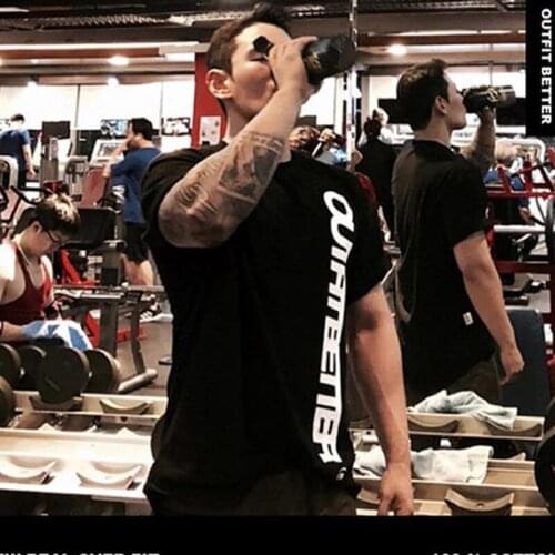 2020 New Plain Clothing Fitness T shirt Men O-neck Letter Printing t-shirt Cotton Bodybuilding Tee Shirts Tops Gyms Tshirt Homme