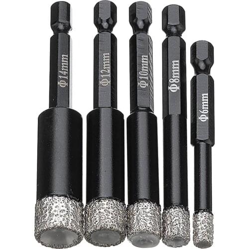 6/8/10/12/14mm Diamond Dry Drill Bits Set Marble Ceramic Tile Hole Saw Cutter Concrete Hole Opener Glass Drill Bit