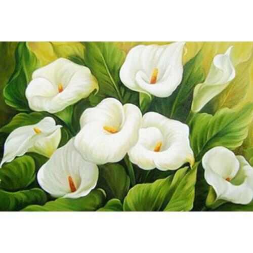Painting By Number Digital 50x65CM Pure White Lily Flower Wall Art Gift DIY Pictures By Numbers Canvas Kits Home Decoration