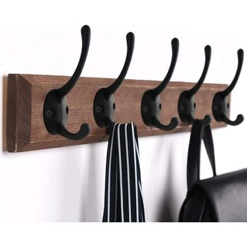 12 Pack Black Coat Hooks Wall Mounted with Retro Double Hooks Utility Black Hooks for Coat, Scarf, Bag, Towel, Key, Cap