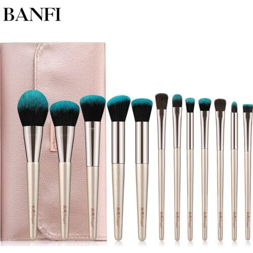 BANFI 12pcs Makeup Brushes Set Beauty Makeup Brush Concealer With Cosmetic Bag Foundation Professional Beauty Make Up Brush Toos