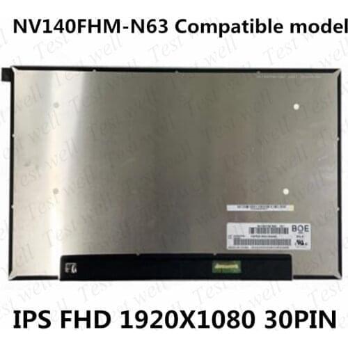 Original 14.0 inch for BOE NV140FHM-N63 V8.1 Laptop LCD LED Display Screen FHD 1920*1080 72% NTSC EDP 30 pins IPS Screen