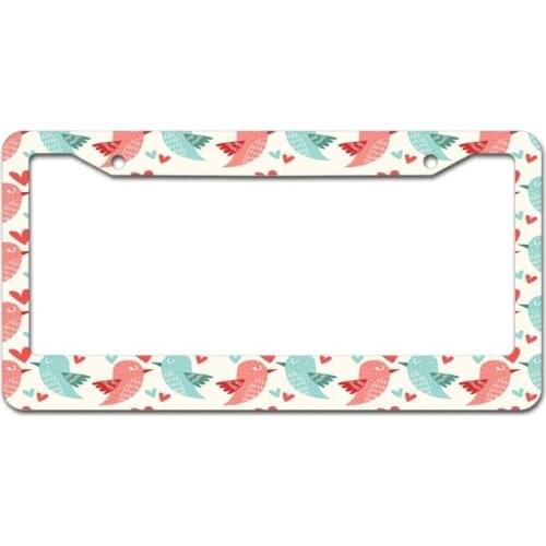 Peceeta Lovely Birds License Plate Frame 2 Holes 1 Frame Matte Aluminum Cut Inlaid Standard white 16x31cm"] E7CA