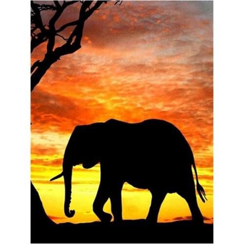 Landscape Elephant Animal Printed Canvas 11CT Cross-Stitch Embroidery Full Kit DMC Threads Painting Hobby Different