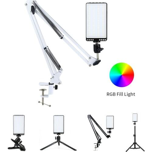 Portable RGB LED Video Light Panel Photography Lighting With Tripod Long Arm Holder 2500k-8500k Camera Photo Studio Fill Light