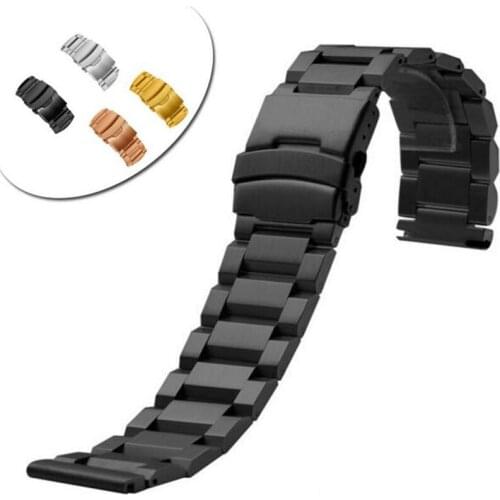 18mm 20mm 22mm 24mm Stainless Steel Watch band Strap Bracelet Watchband Wristband Folding Clasp With Safety Black Silver Gold