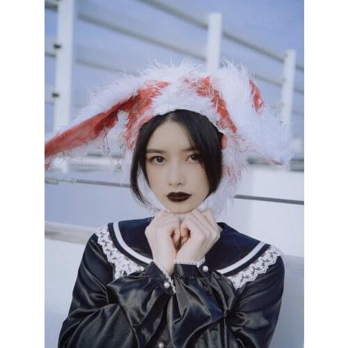 Ruibbit Japanese Harajuku Girls Cute Rabbit Ears Hats Winter Plus Velvet Warm Women Caps Kawaii Chic Streetwear