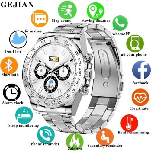 GEJIAN Smart Watch Men Full Touch Screen IP68 Waterproof Sports Fitness Watch Bluetooth For Android Ios Luxury Smartwatch Mens