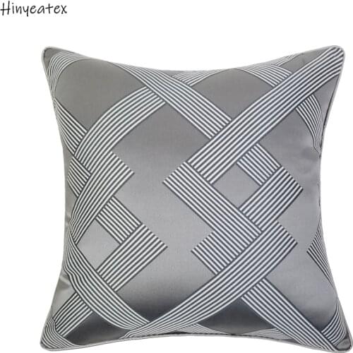 Contemporary Fashion Khaki Gray Geometry Woven Jacquard Home Throw Cushion Cover Decorative Square Sofa Pillow Case 45 x 45 cm