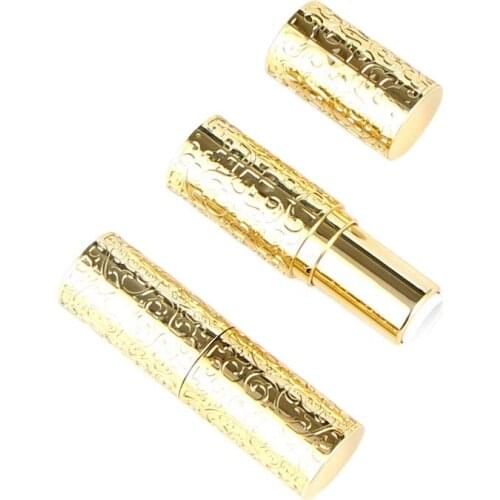 Lipstick Tube Silver Gold Round Carved Lipstick Tube Empty Tube