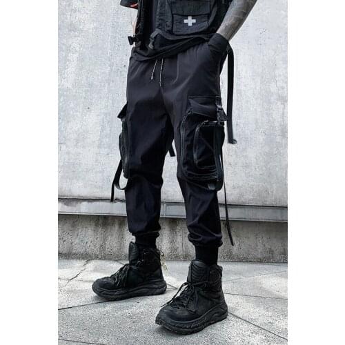 2021 spring and summer casual pants mens trend Japanese functional wind overalls with feet youth fried street fashion pants