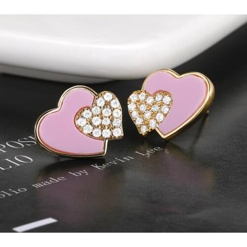 Sweet Acrylic Heart Stud Earrings For Women Korean Classic Style Pink love Stud Earrings High Quality Jewelry Gift
