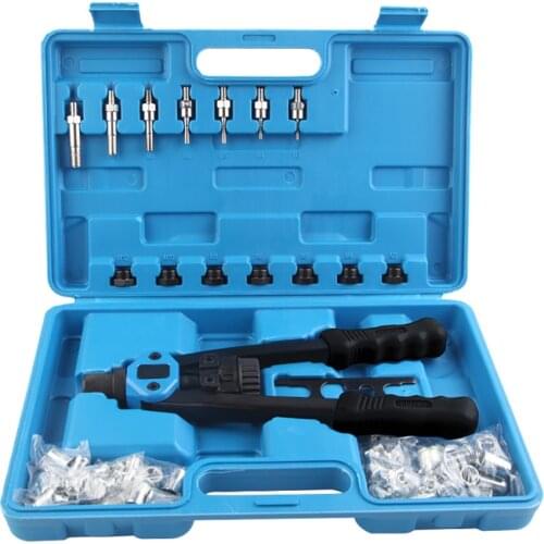 110Pcs/Set Heavy Duty Manual Rivet Nut Machine Hand Riveter 7 Sizes Nosepiece M3-M12 Riveting Tools Threaded Repairing Insert