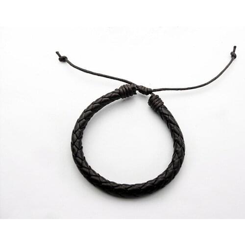1500pcs/Lot Adjustable Black Faux Leather Braided Wristband Bracelets 20cm Fit Jewelry DIY