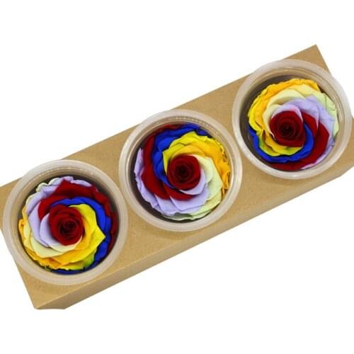 3pcs Preserved rose Flower forever Flowers Immortal Rose 8CM diameter Valentines day gift Eternal Life Flower Material gift box