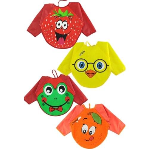 Newborn Essentials Baby Kids Strawberry Chick Frog Orange Pattern Baby Bib 4 Pcs Free Shipping Turkey