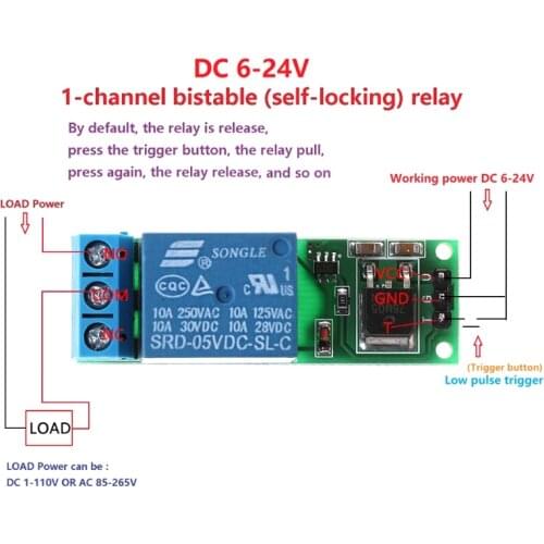 6-24V Flip-Flop Latch Relay Bistable Self-locking Low Pulse Trigger Module L29K