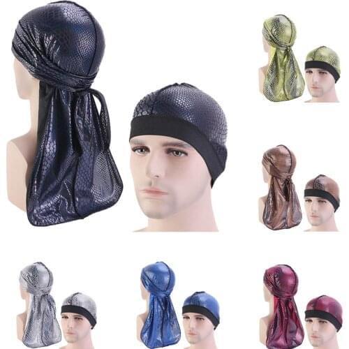 2 Pieces Satin Unisex Men Women Bandana Chemo Durag Rag Tail Pirate Hat+Bonnet Chemo Cancer Hat Casual Turban Hair Loss Fashion