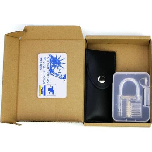 Free Shipping 12pcs set Stainless Steel Lock Picks Locksmith Tools + 1pcs transparent padlock + 1 set credit card lock pick set