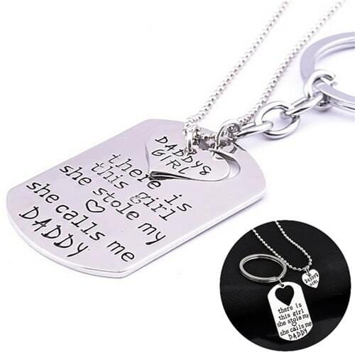 Stole My Heart Keychain Theres The Girl She Stole My Heart Daddy Daughter Necklace Set Fashion Jewelry Gifts Wholesale 1 Set