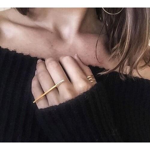 Long Bar One Line Ring Knuckle Joint Rings Minimalist Strip Ring All-match Design Finger Accessories bagues pour femme