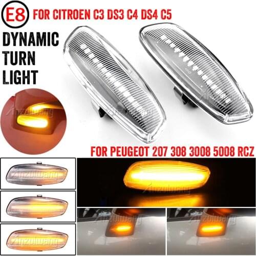 For Peugeot 207 308 3008 5008 RCZ For Citroen C3 C4 C5 DS3 DS4 Car LED Dynamic Turn Signal Blinker Side Marker Fender Light