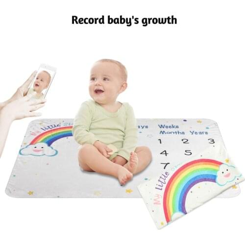 Baby Monthly Milestone Blanket Personalized Baby Blanket & Wrapped Rainbow Soft Flannel Memory Blanket with Frames for Babies