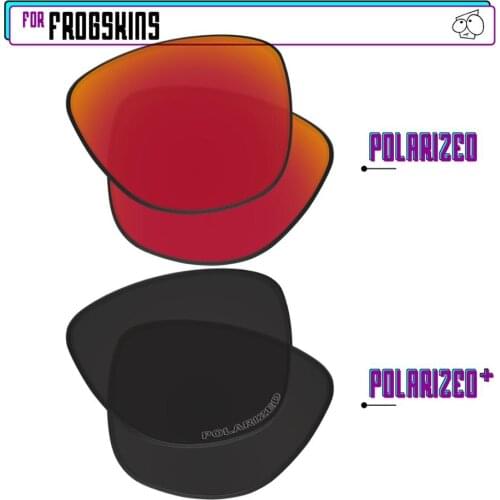 EZReplace Polarized Replacement Lenses for - Oakley Frogskins Sunglasses - Black P Plus-Red P