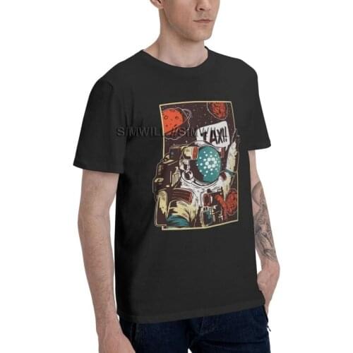 Cardano Cryptocurrency And Astronaut T-Shirts Men Novelty T Shirt Short Sleeve Taxi to the Moon ADA Tshirt Cotton Tee Top