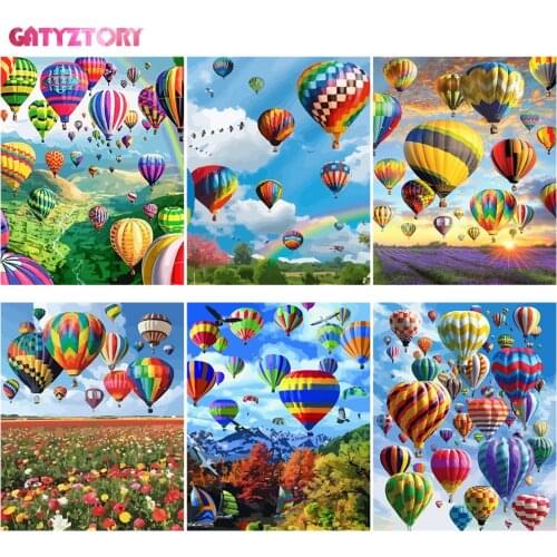 GATYZTORY Frame Balloon DIY Oil Painting By Numbers Kit Landscape Acrylic Paint On Canvas Unique Gift Calligraphy Painting 40x50
