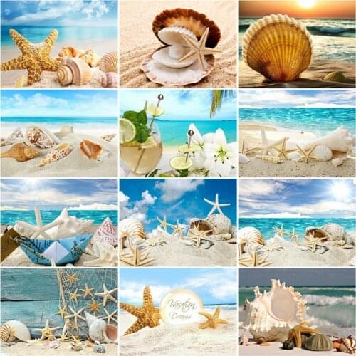 HUACAN Paint By Numbers Beach Shell HandPainted Painting Art Gift DIY Pictures By Number Seascape Kits Home Decoration