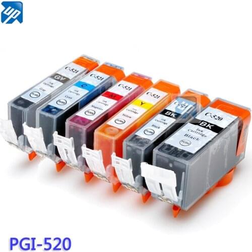 12PK PGI-520 CLI-521 BK C M Y GY compatible ink cartridge For canon PIXMA MP980 MP990 printers PGI520