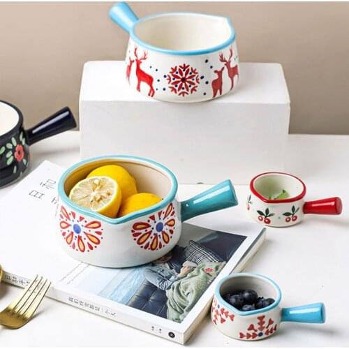 Jusen 1 Piece Salad Gravy Boats Fruit Plate Milk Cup Porcelain Kitchen Tool Color Glaze Ceramic Tableware Dining Seasoning Bowl