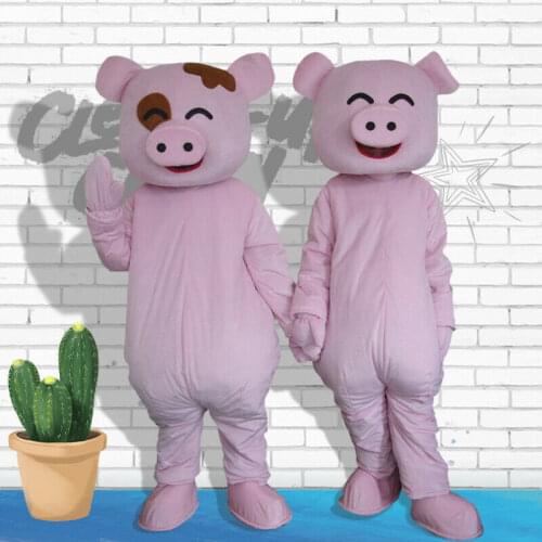 Pink Pig fursuit Mascot Cosplay Party Game Outfit Advertising Halloween Adult Birthday Cartoon Character for Mascot Costume