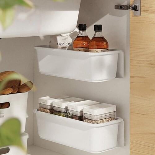 Kitchen Storage Plastic Box Under Sink Drawer Storage Boxes Wall-mounted Spice Rack Bottles Holder Shelf Cabinet Closet
