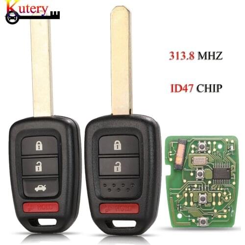 Kutery 5pcs/Lot Remote Smart Car Key For Honda CRV Accord Civic Fit 4Buttons 313.8Mhz ID47 PCF7961 Chip MLBHLIK6-1T